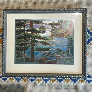 Vintage Phil Austin Framed Etched Foil Summer Haven Print signed. 8x10